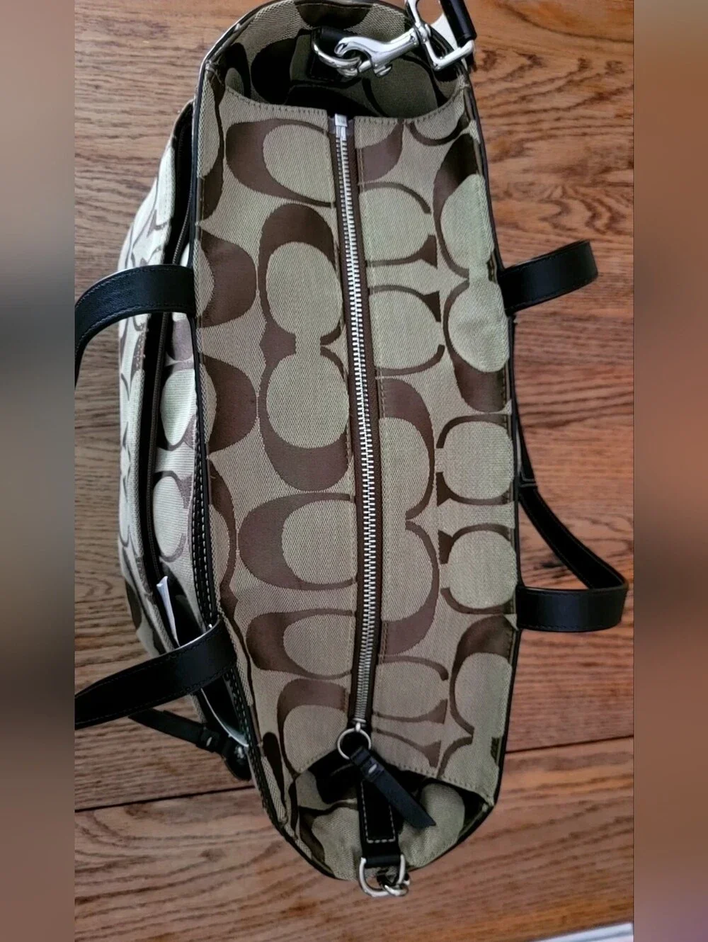 Coach Signature Diaper Or Tote Bag in Khaki and Dark Brown Y2K